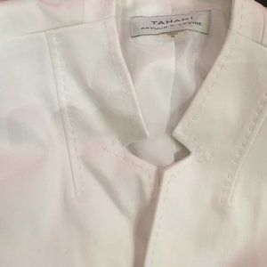 TAHARI 2pc White Stitched Skirt Suit